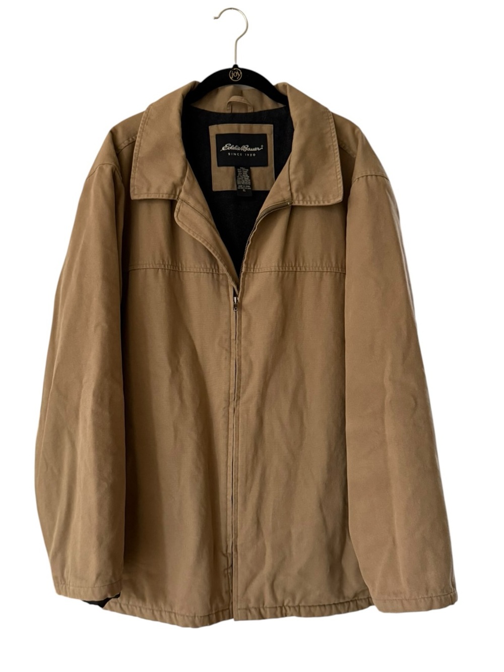 Eddie Bauer Men's Tan Canvas Wool Lined Barn Jacket Utility Casual Zip-Front XL